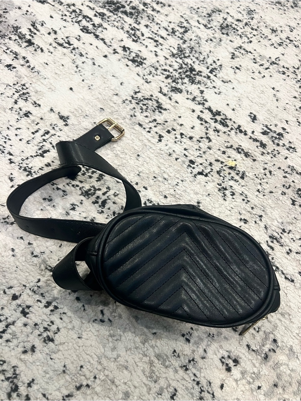 Black Quilted Chevron Belt Bag
